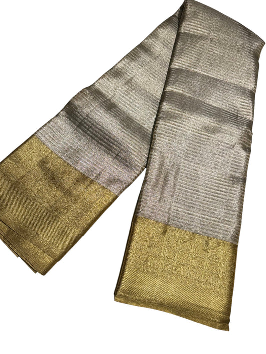 Southloom Pure Handloom Bridal Kanchipuram Tissue Brocade Silk Saree (Golden) SL623