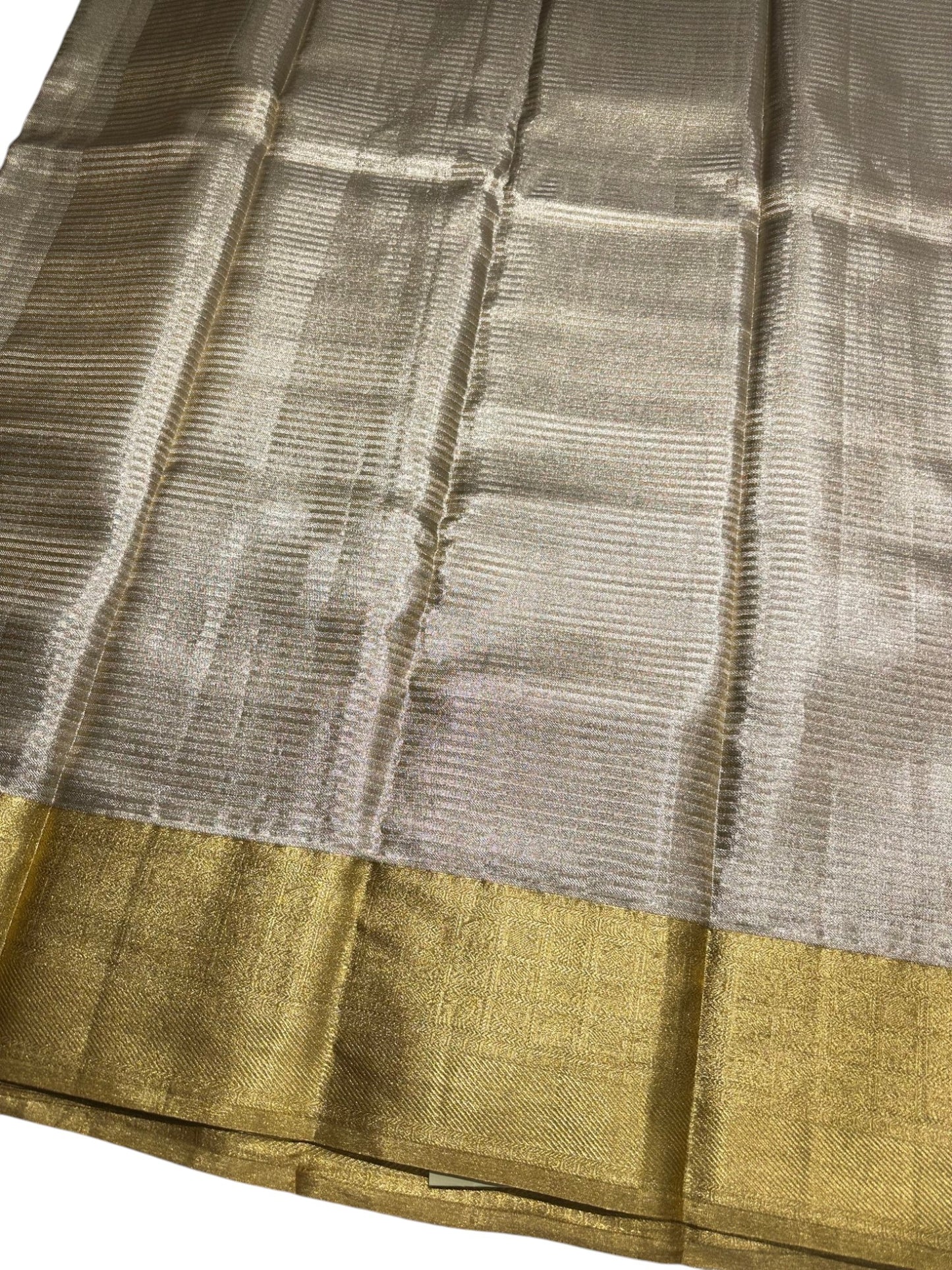 Southloom Pure Handloom Bridal Kanchipuram Tissue Brocade Silk Saree (Golden) SL623