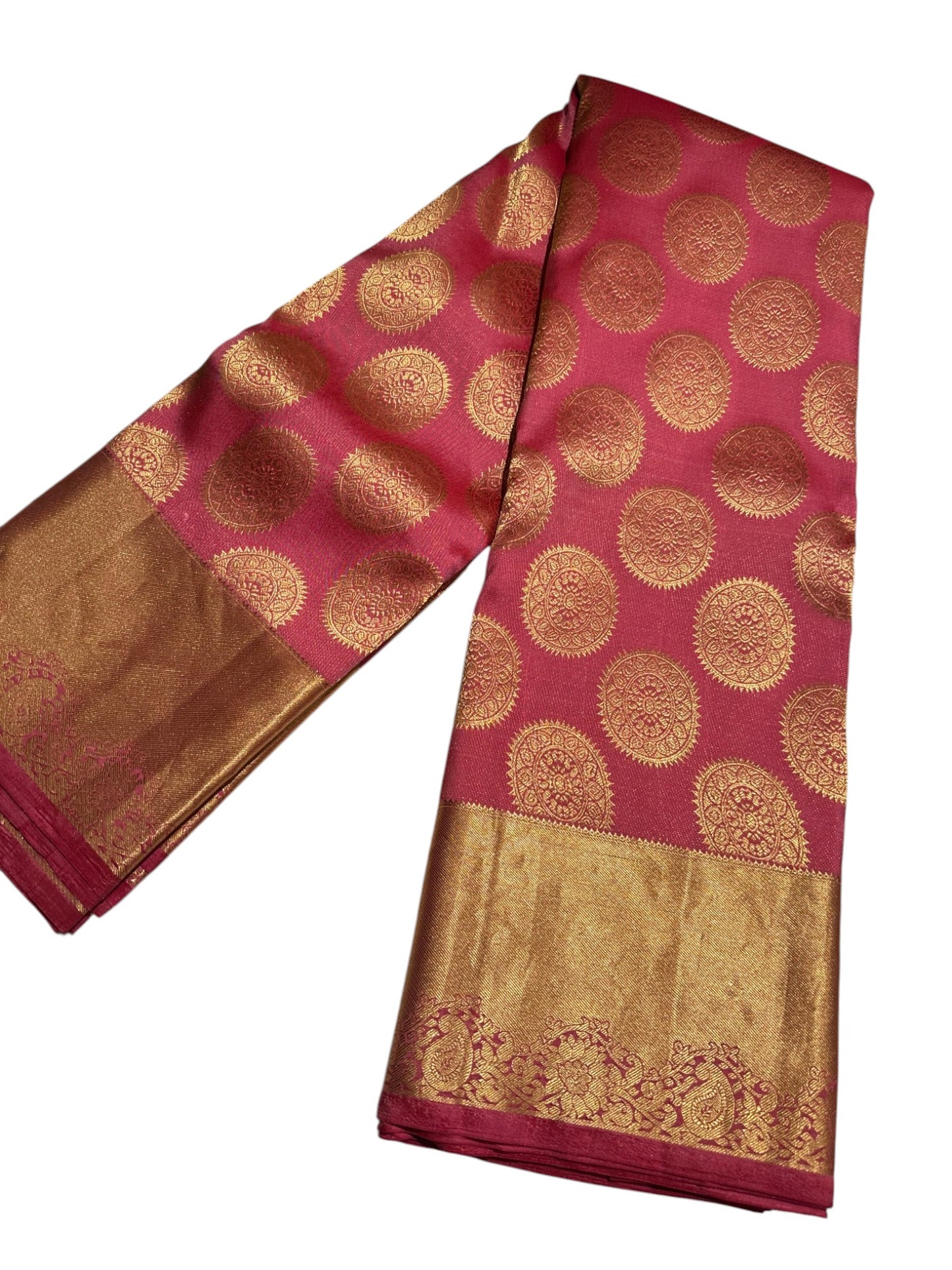 Southloom Pure Handloom Bridal Kanchipuram Brocade Silk Saree (Peach) SL623