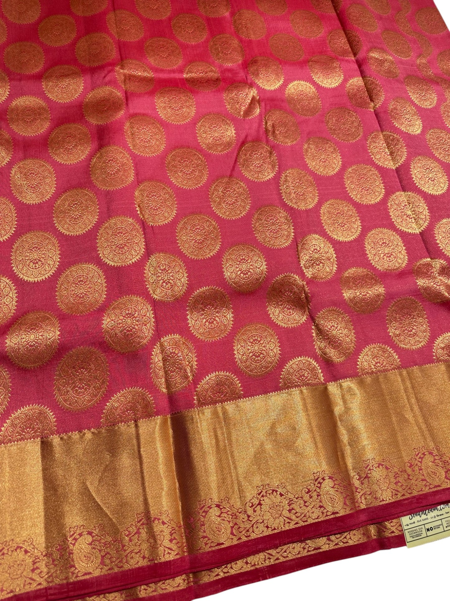 Southloom Pure Handloom Bridal Kanchipuram Brocade Silk Saree (Peach) SL623
