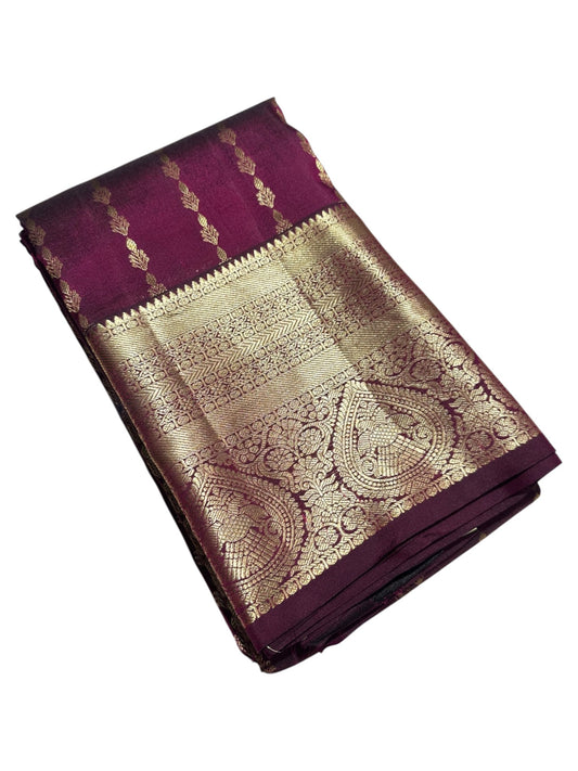 Southloom Pure Handloom Bridal Kanchipuram Brocade Silk Saree (Purple) SL623