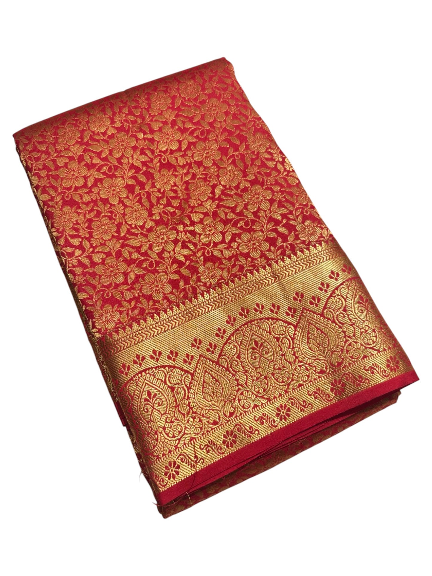 Southloom Pure Handloom Bridal Kanchipuram Brocade Silk Saree (Red) SL623