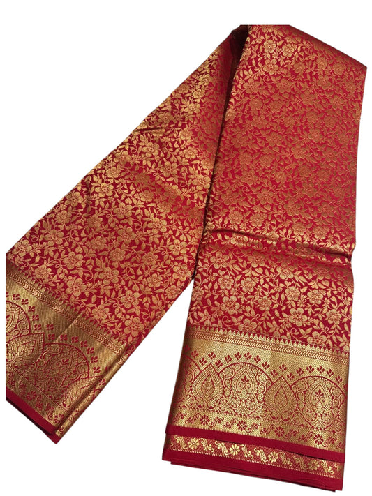 Southloom Pure Handloom Bridal Kanchipuram Brocade Silk Saree (Red) SL623