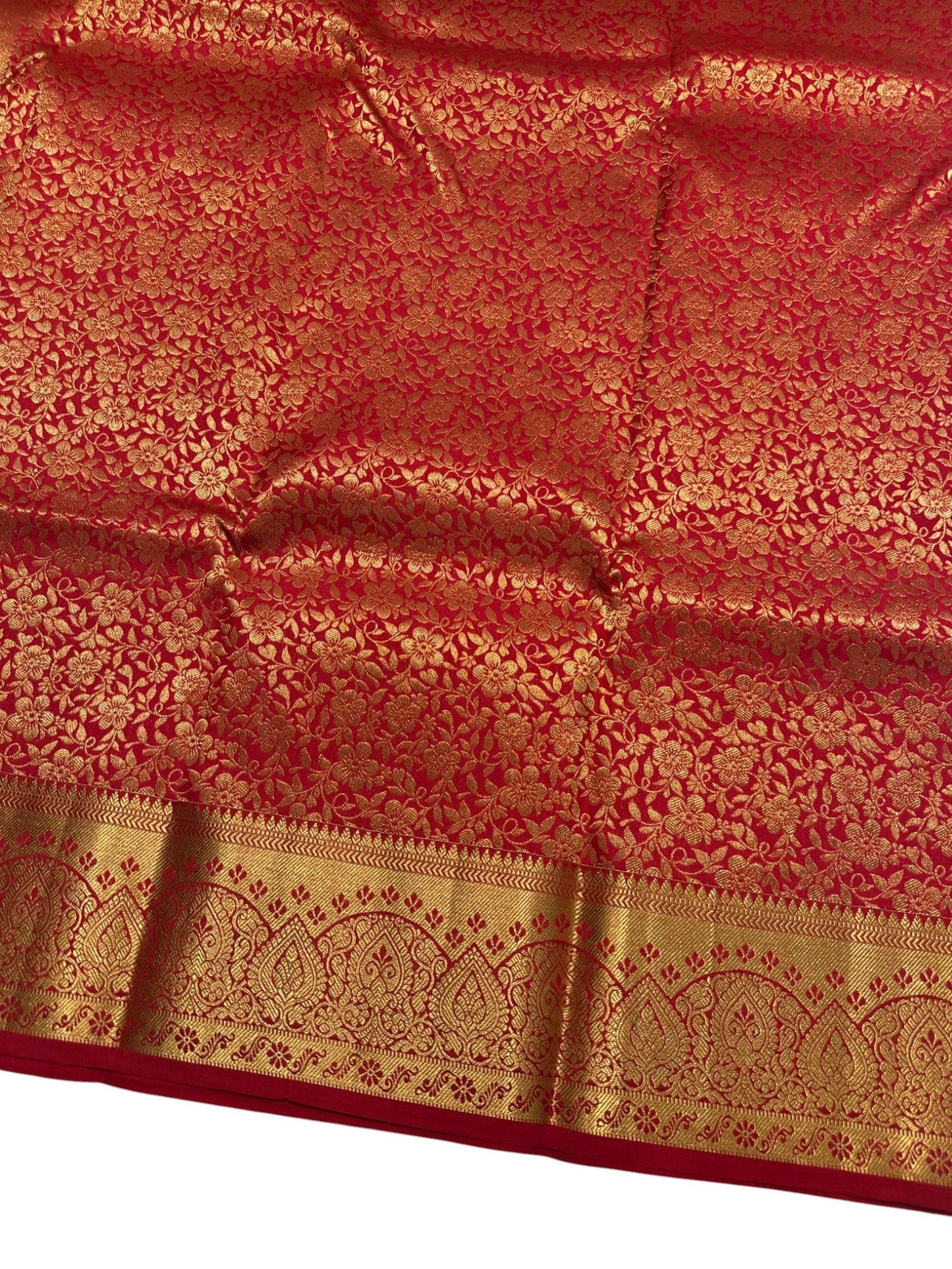 Southloom Pure Handloom Bridal Kanchipuram Brocade Silk Saree (Red) SL623