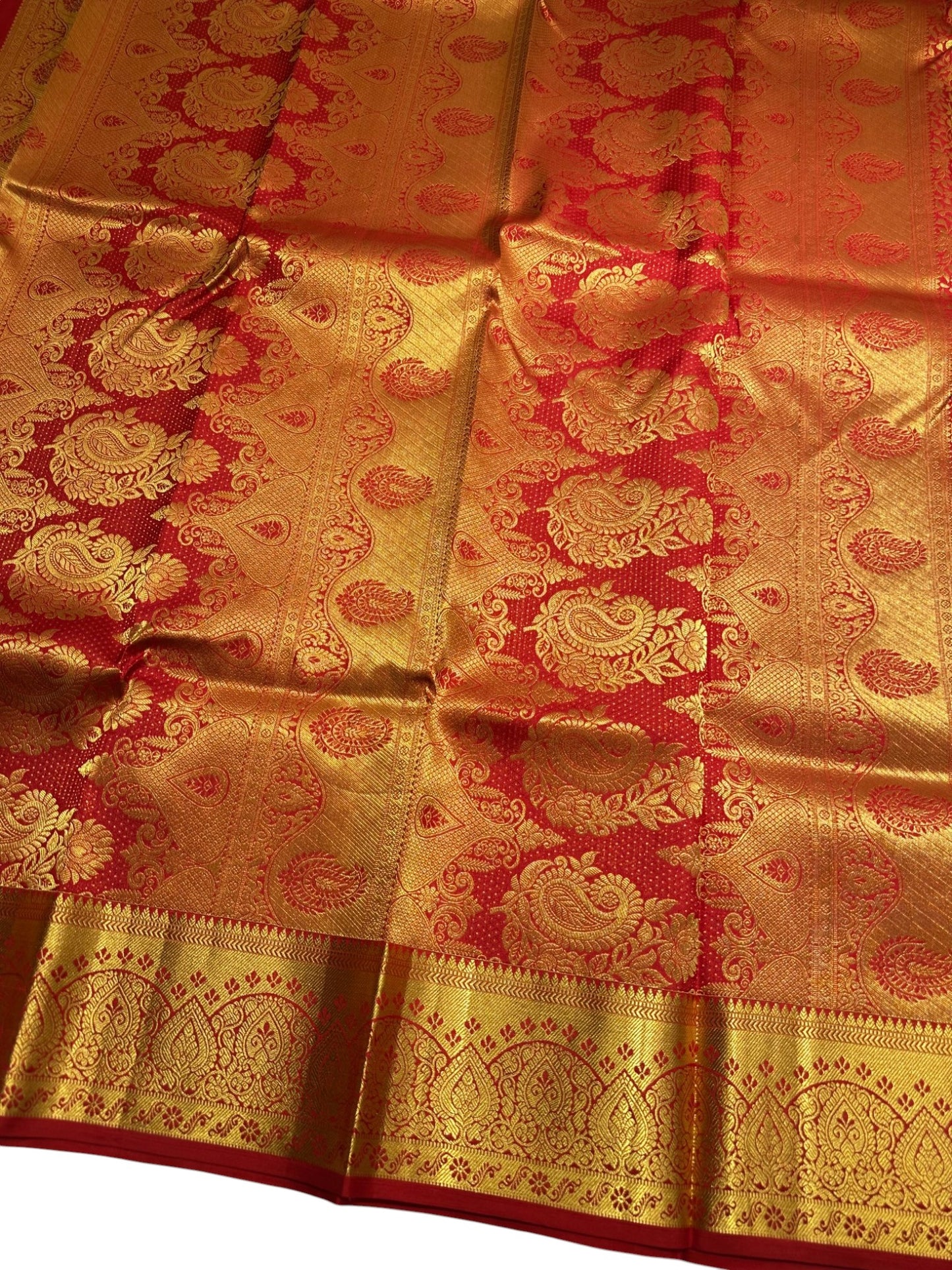 Southloom Pure Handloom Bridal Kanchipuram Brocade Silk Saree (Red) SL623