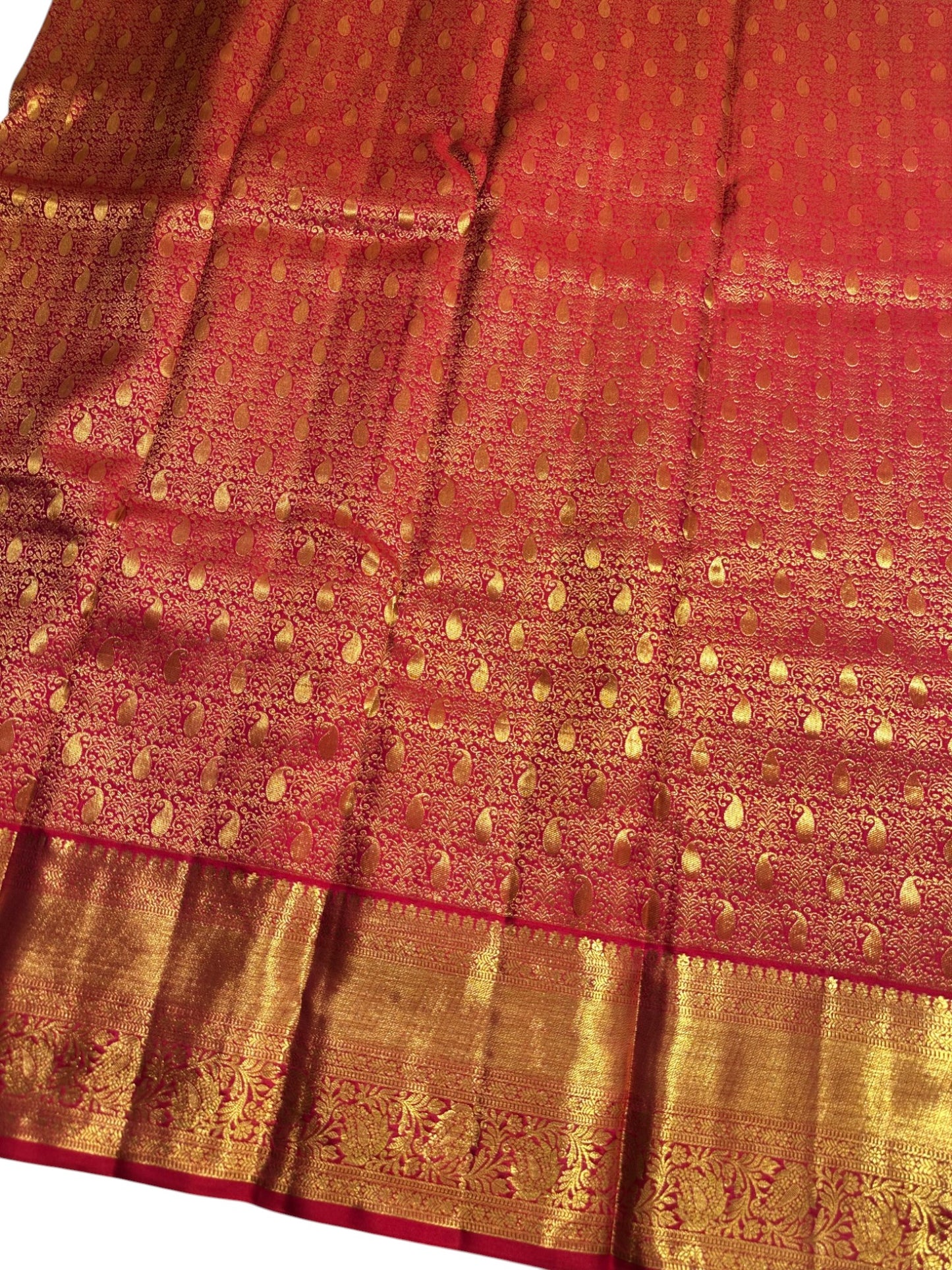 Southloom Pure Handloom Bridal Kanchipuram Brocade Silk Saree (Red) SL623