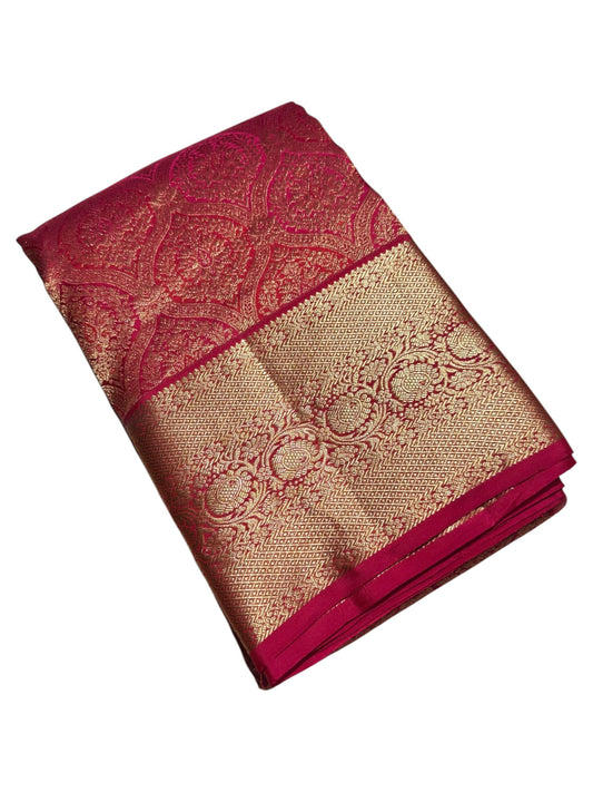 Southloom Pure Handloom Bridal Kanchipuram Brocade Silk Saree (Pink) SL623