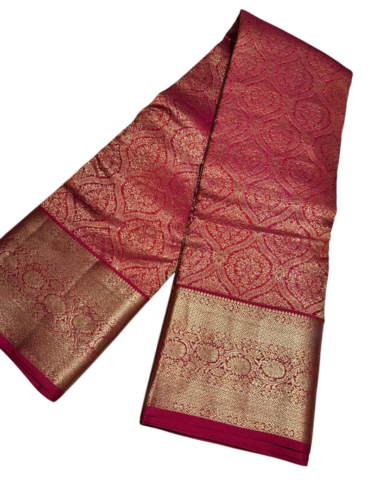 Southloom Pure Handloom Bridal Kanchipuram Brocade Silk Saree (Pink) SL623