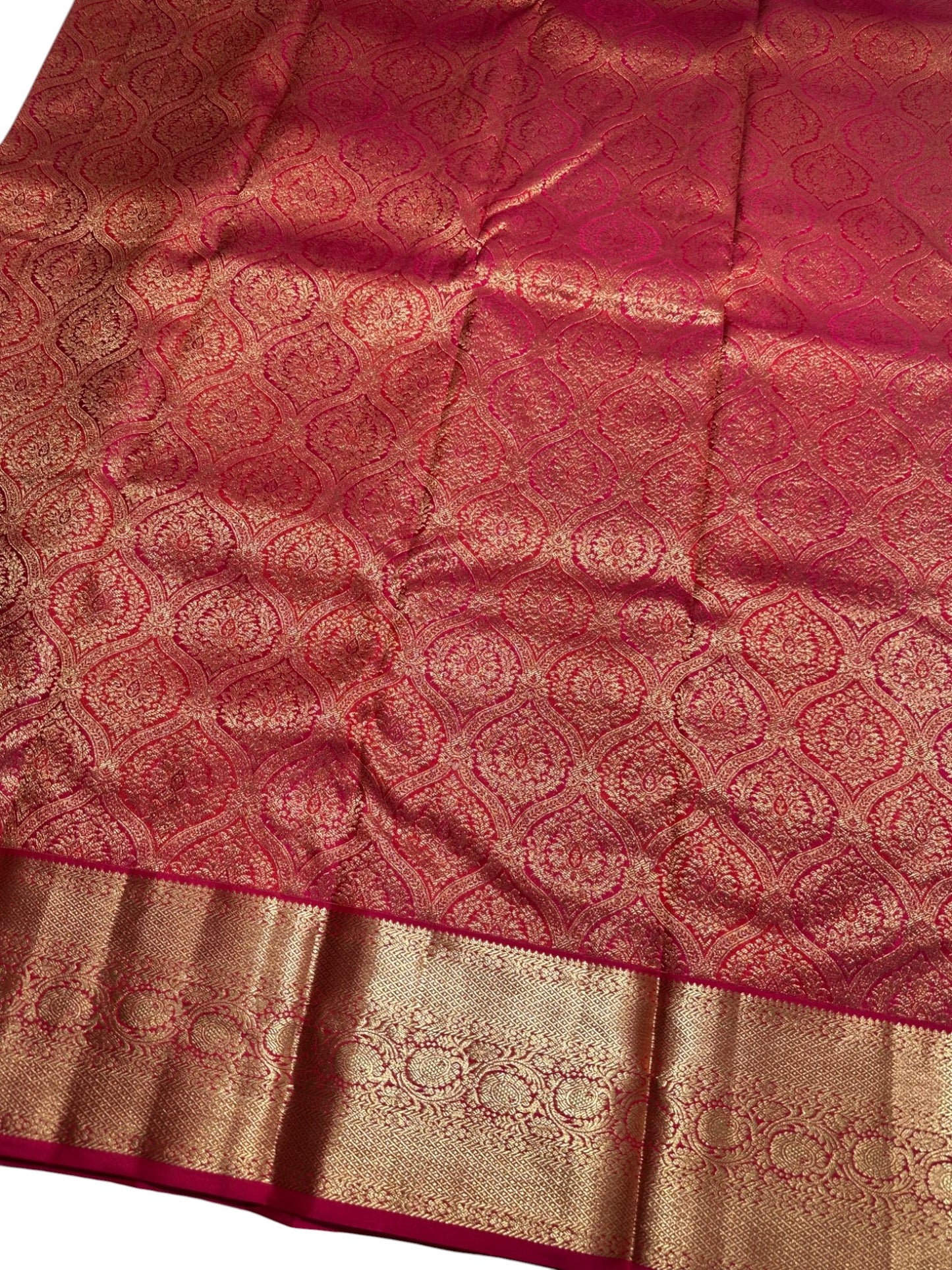 Southloom Pure Handloom Bridal Kanchipuram Brocade Silk Saree (Pink) SL623