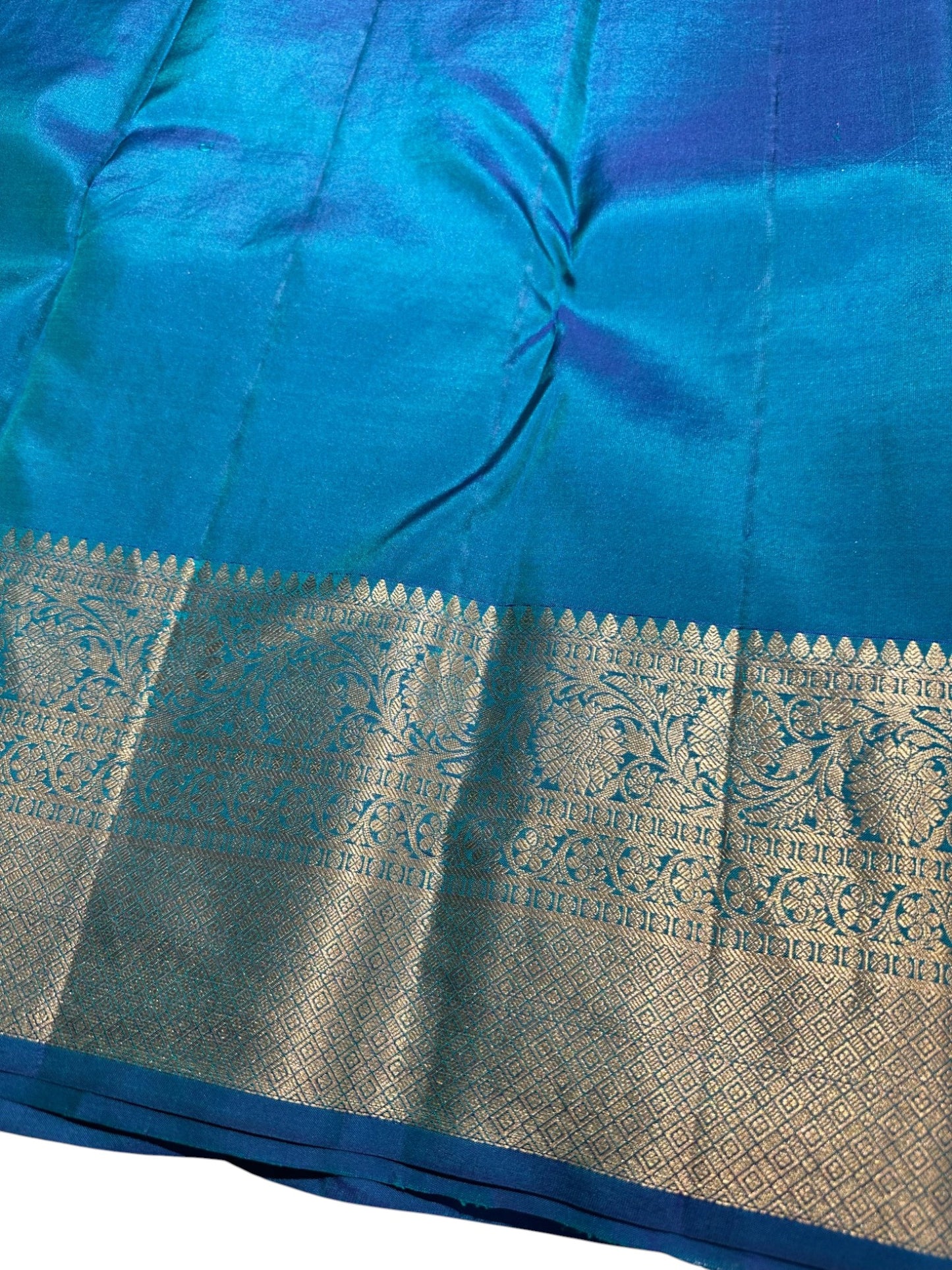 Southloom Pure Handloom Bridal Kanchipuram Brocade Silk Saree (Blue) SL623