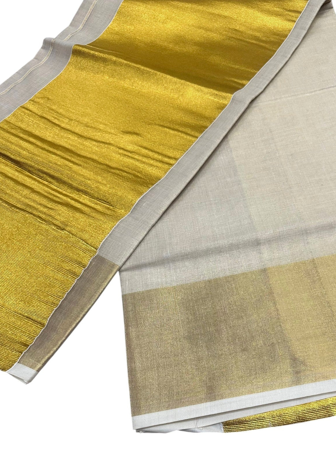 Southloom Kerala Tissue Saree With Kasavu Borders And 10 Inch Borders On The Pallu