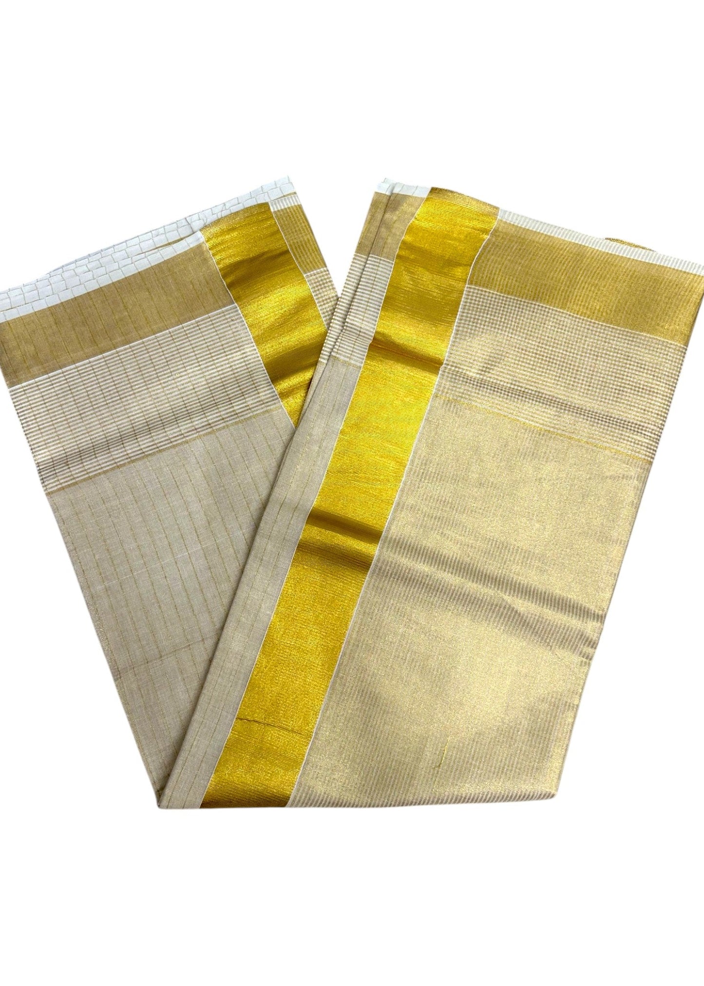 Southloom Kerala Tissue Saree With Lines On The Body With Kasavu Borders