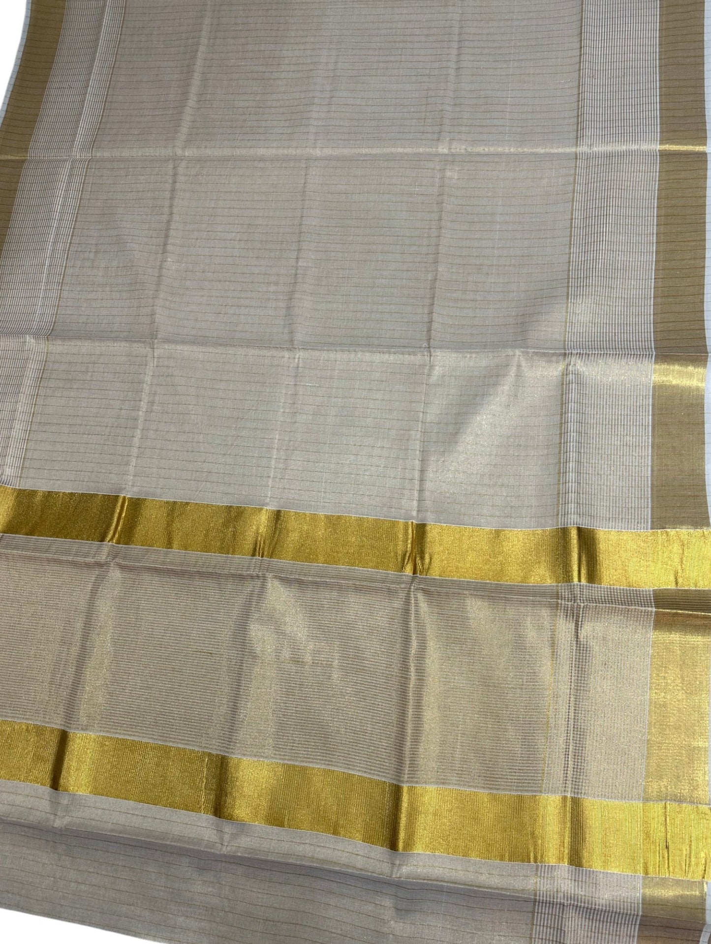 Southloom Kerala Tissue Saree With Lines On The Body With Kasavu Borders