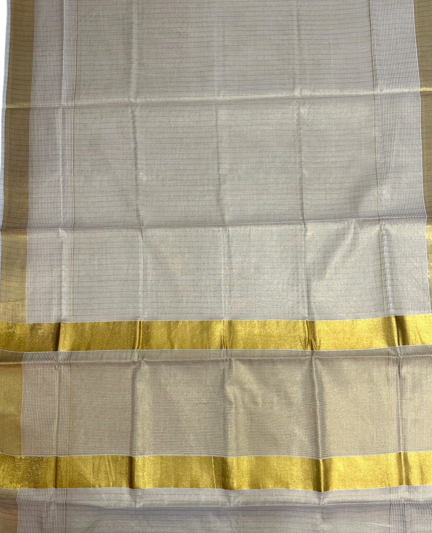 Southloom Kerala Tissue Saree With Lines On The Body With Kasavu Borders
