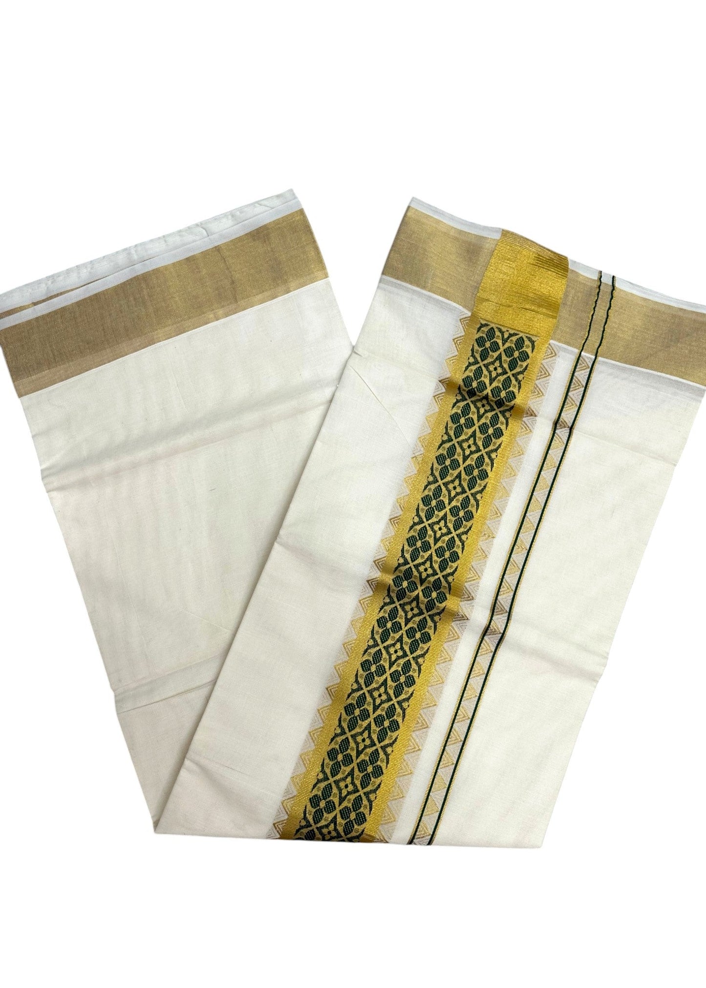 Southloom Kerala Cotton Saree (Green) SL452