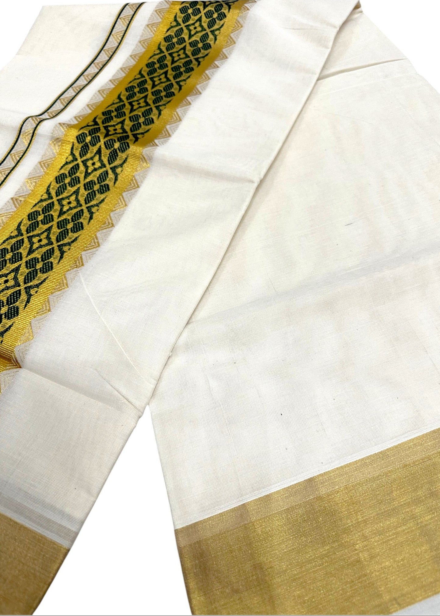Southloom Kerala Cotton Saree (Green) SL452