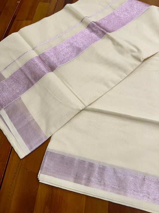 Southloom Rose Kasavu Plain Kerala Saree