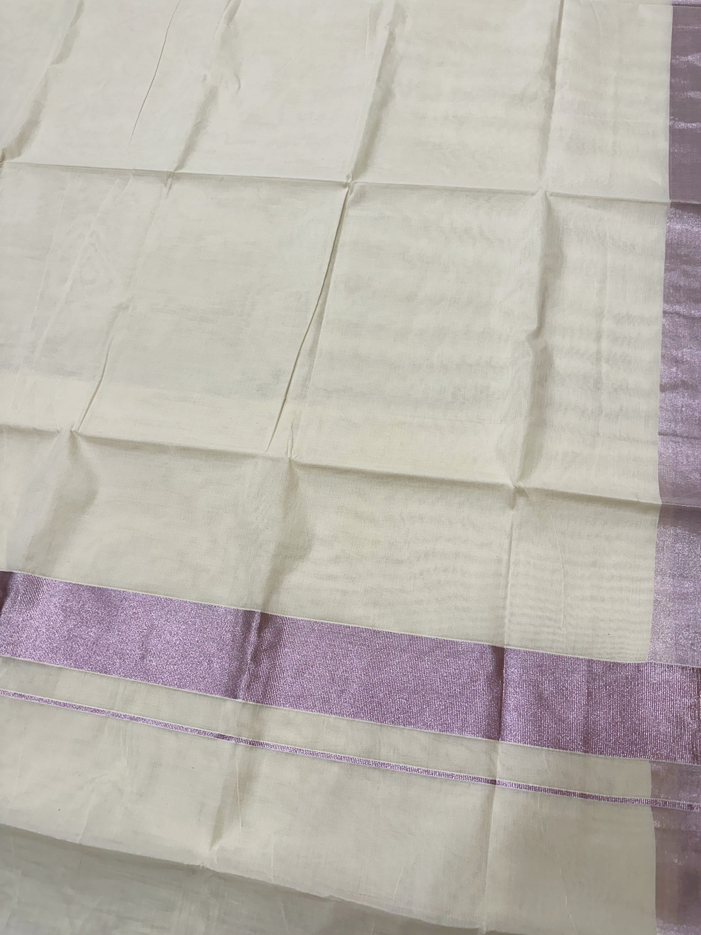 Southloom Rose Kasavu Plain Kerala Saree