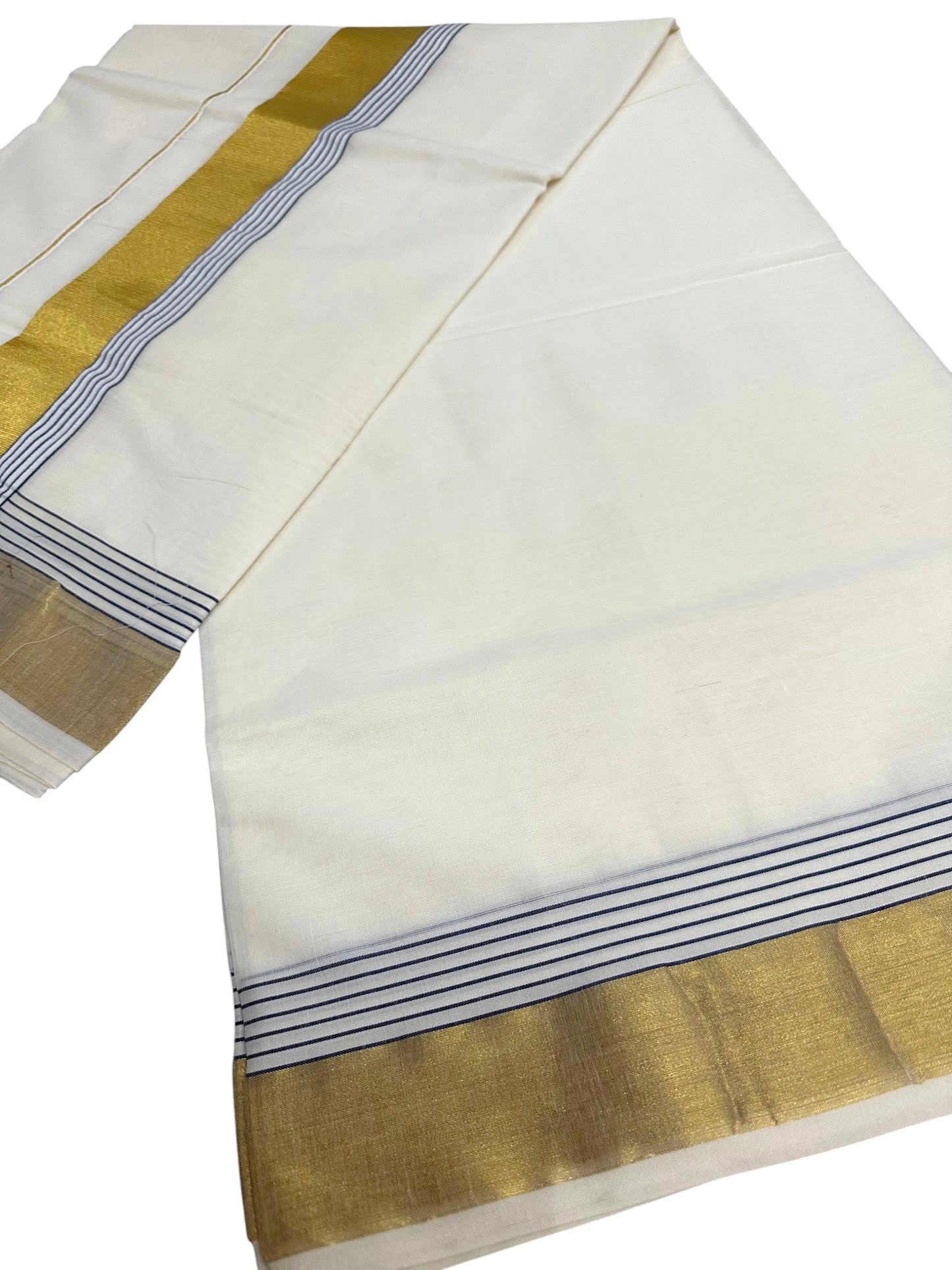 Kerala Cotton Plain Body With Golden Kasavu Border Saree SL473