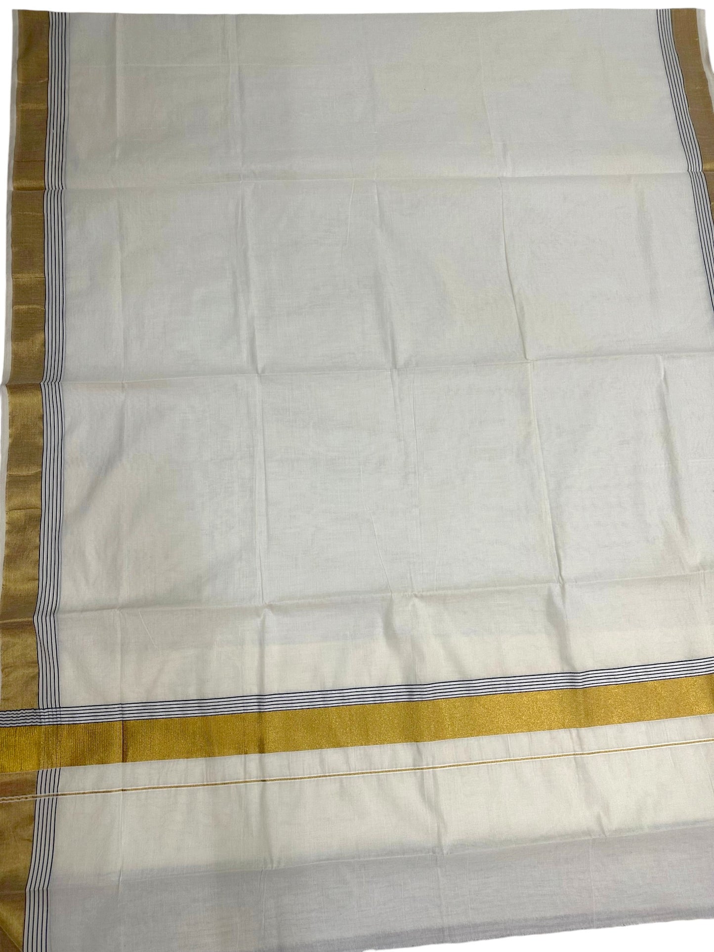 Kerala Cotton Plain Body With Golden Kasavu Border Saree SL473