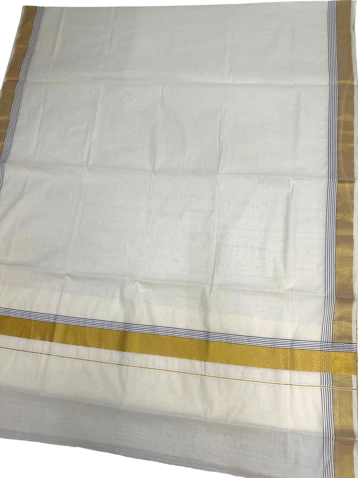 Kerala Cotton Plain Body With Golden Kasavu Border Saree SL473