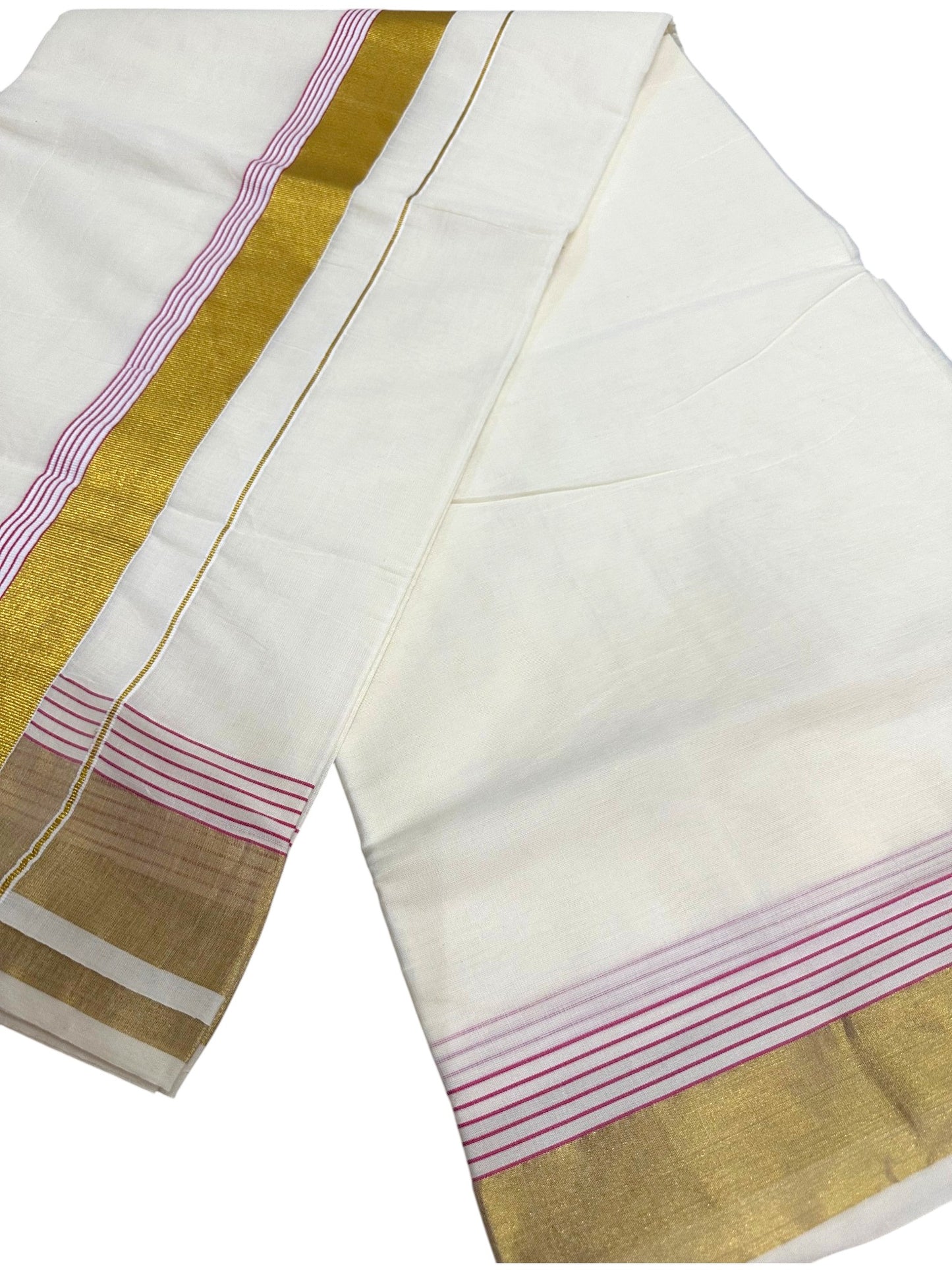 Kerala Cotton Plain Body With Golden Kasavu Border Saree SL473