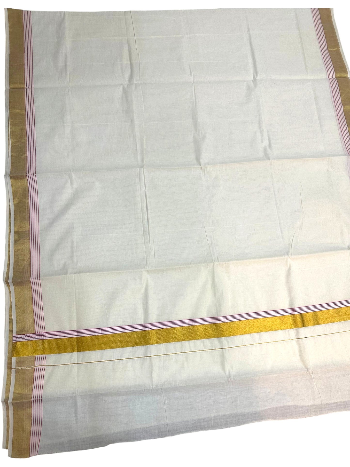 Kerala Cotton Plain Body With Golden Kasavu Border Saree SL473