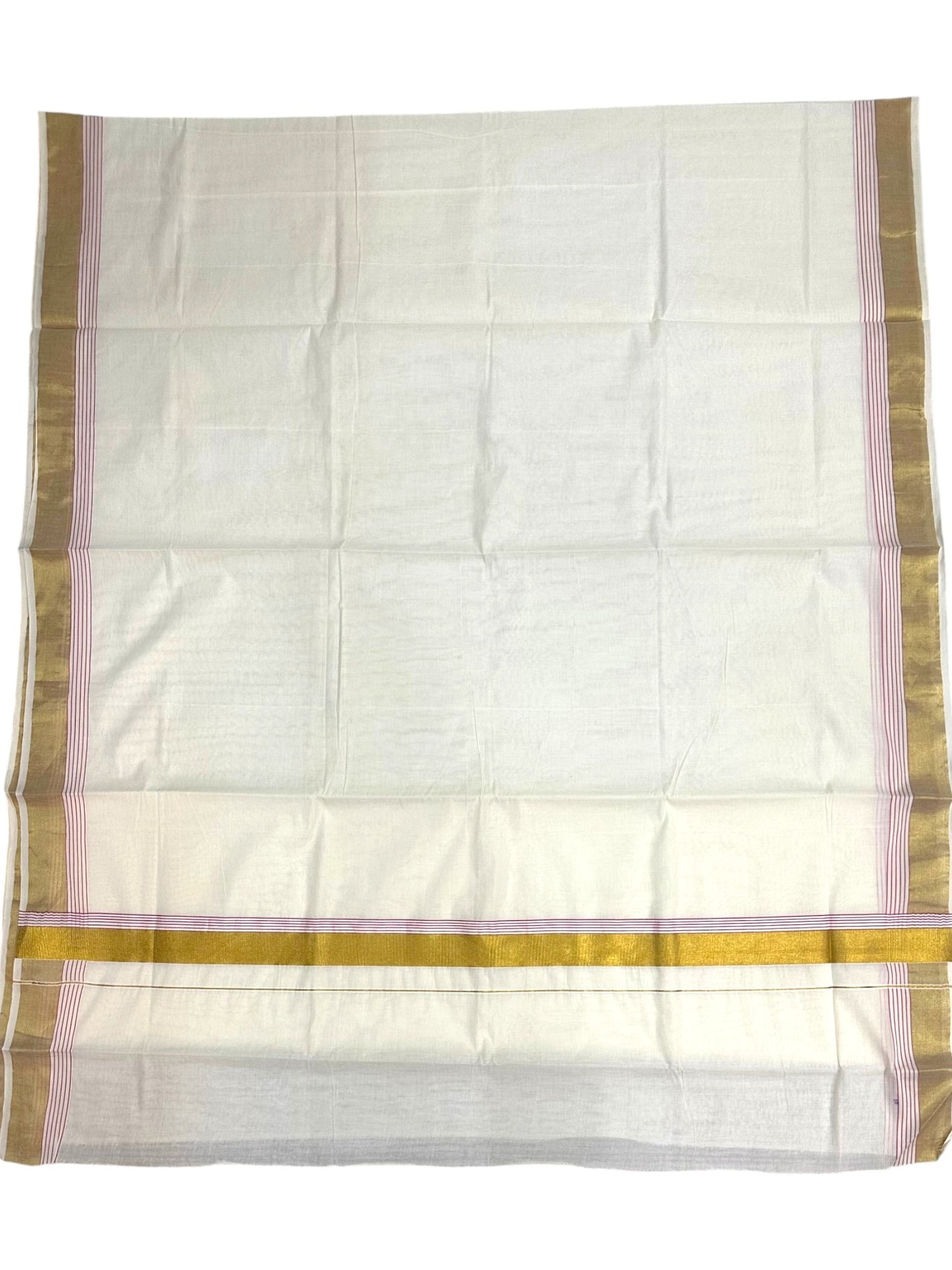 Kerala Cotton Plain Body With Golden Kasavu Border Saree SL473