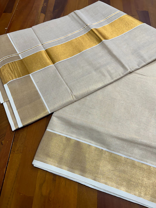 Southloom Bronze Gold Kasavu Tissue Plain Kerala Saree