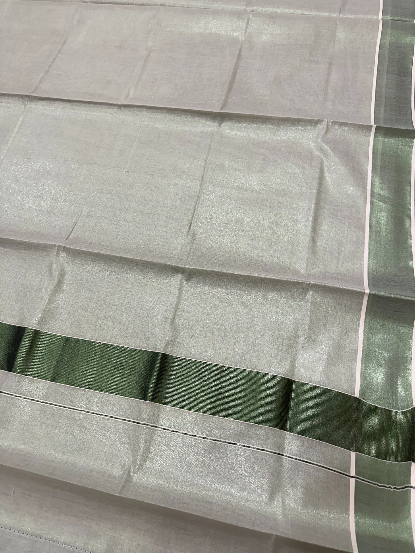 Southloom Green Kasavu Tissue Plain Kerala Saree