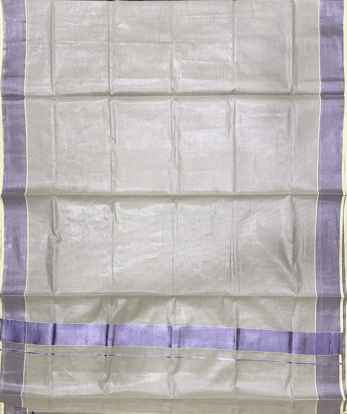 Southloom Lavender Kasavu Tissue Plain Kerala Saree