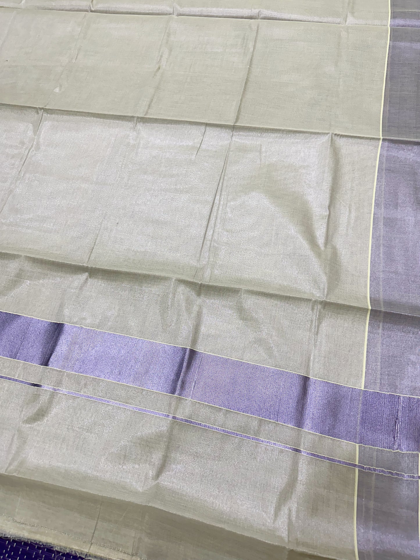 Southloom Lavender Kasavu Tissue Plain Kerala Saree