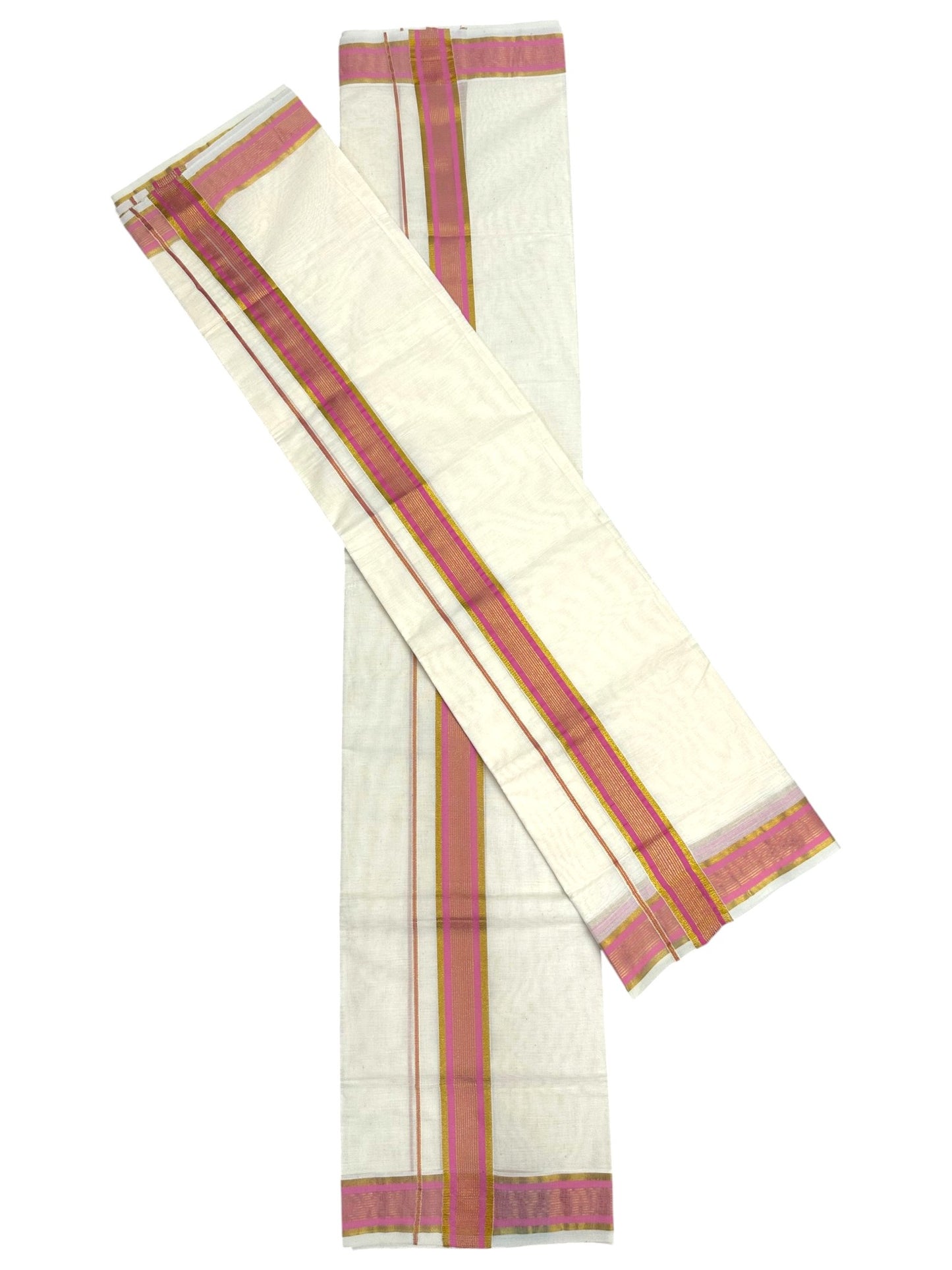 Kerala Cotton Kasavu With Kara Single Set Mundu (2.80 mtrs)  SL424