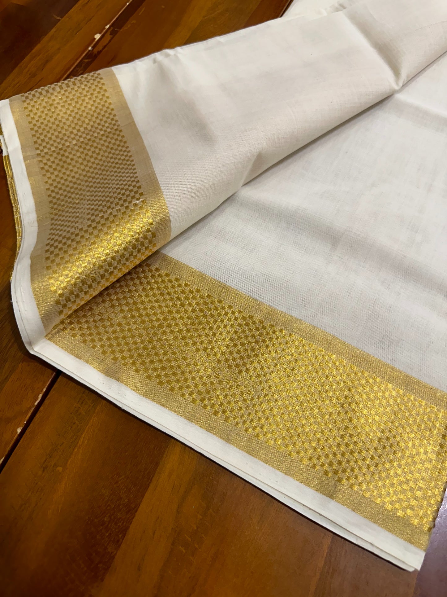 Southloom Premium Handloom Kasavu Set Mundu with Micro Paa Neythu Kara and Border (2.80 M Extra Length)