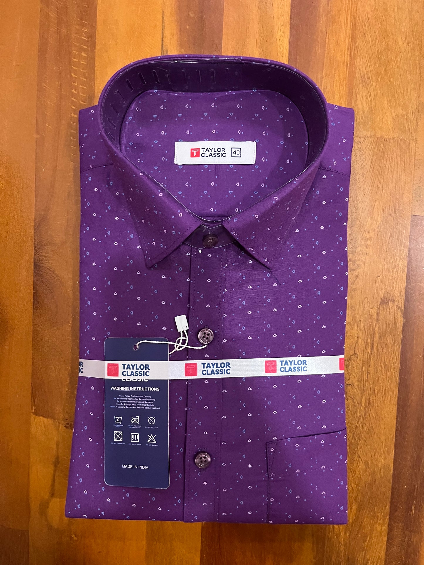 Pure Cotton Violet Printed Shirt (40 FS)