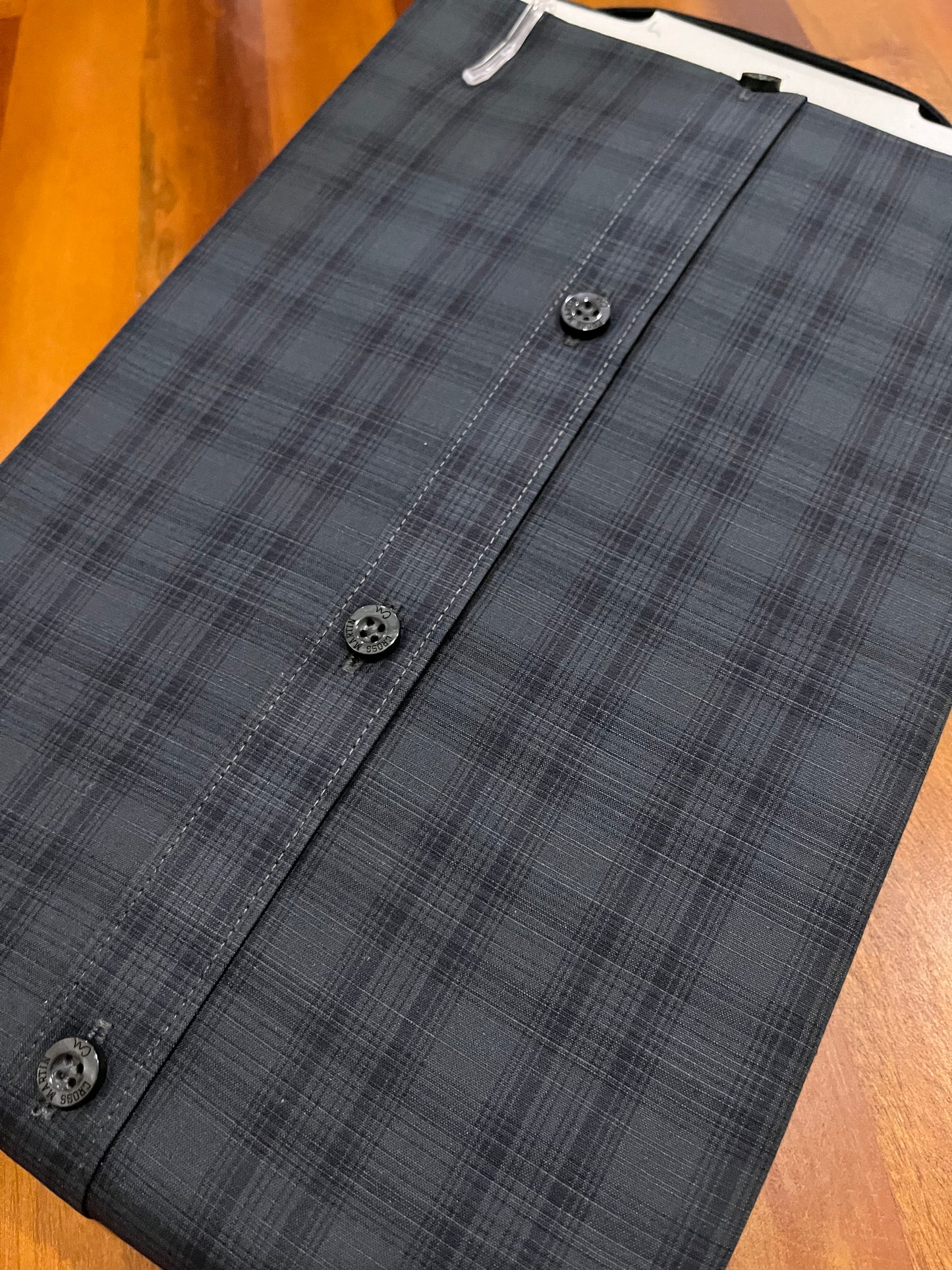 Pure Cotton Dark Grey Check Design Shirt (42 HS)