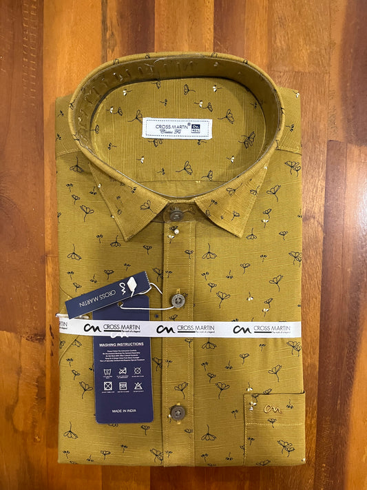 Pure Cotton Yellow Printed Shirt (42 HS)
