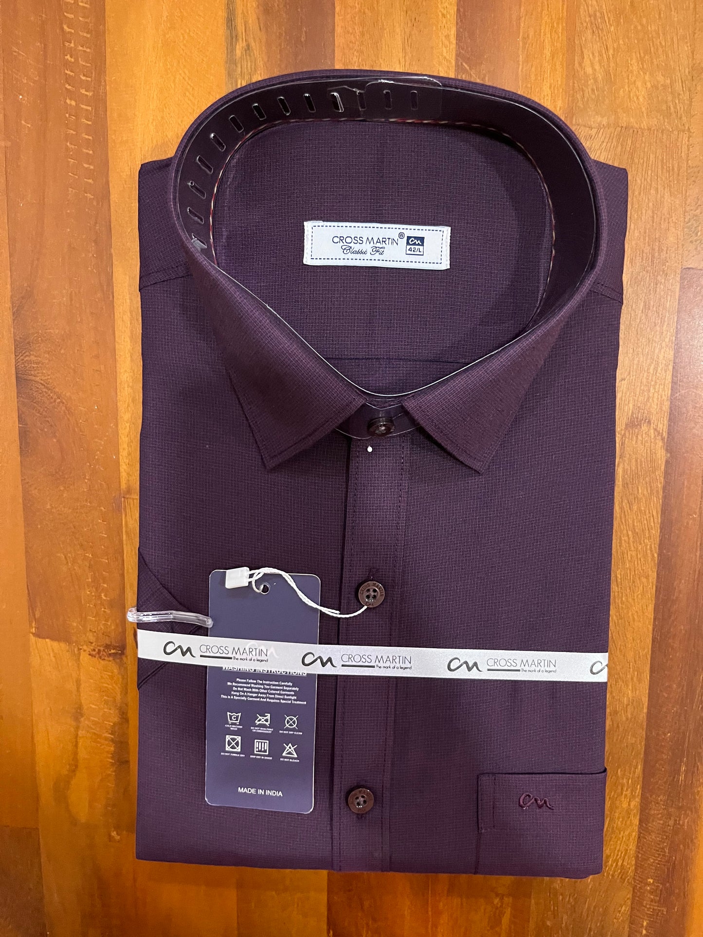 Pure Cotton Purple Micro Check Design Shirt (42 HS)