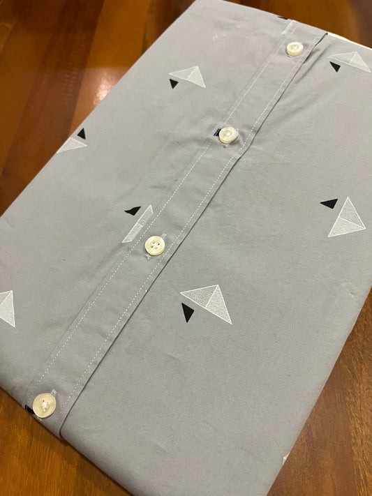 Pure Cotton Grey Printed Shirt (42 HS)
