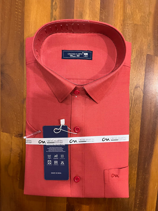 Pure Cotton Red Solid Shirt (42 HS)