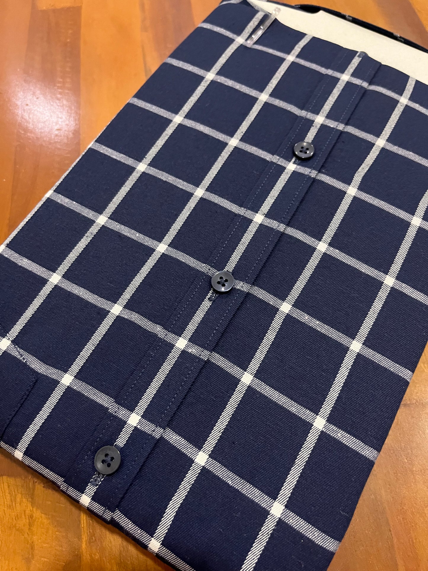 Pure Cotton Dark Blue Check Design Shirt (42 HS)