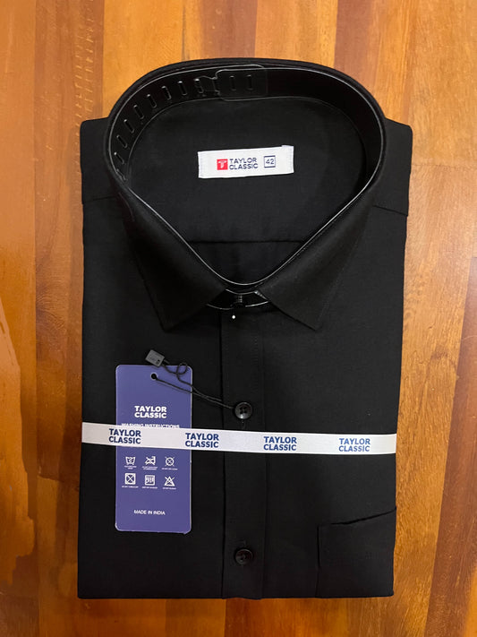 Pure Cotton Black Solid Shirt (42 FS)