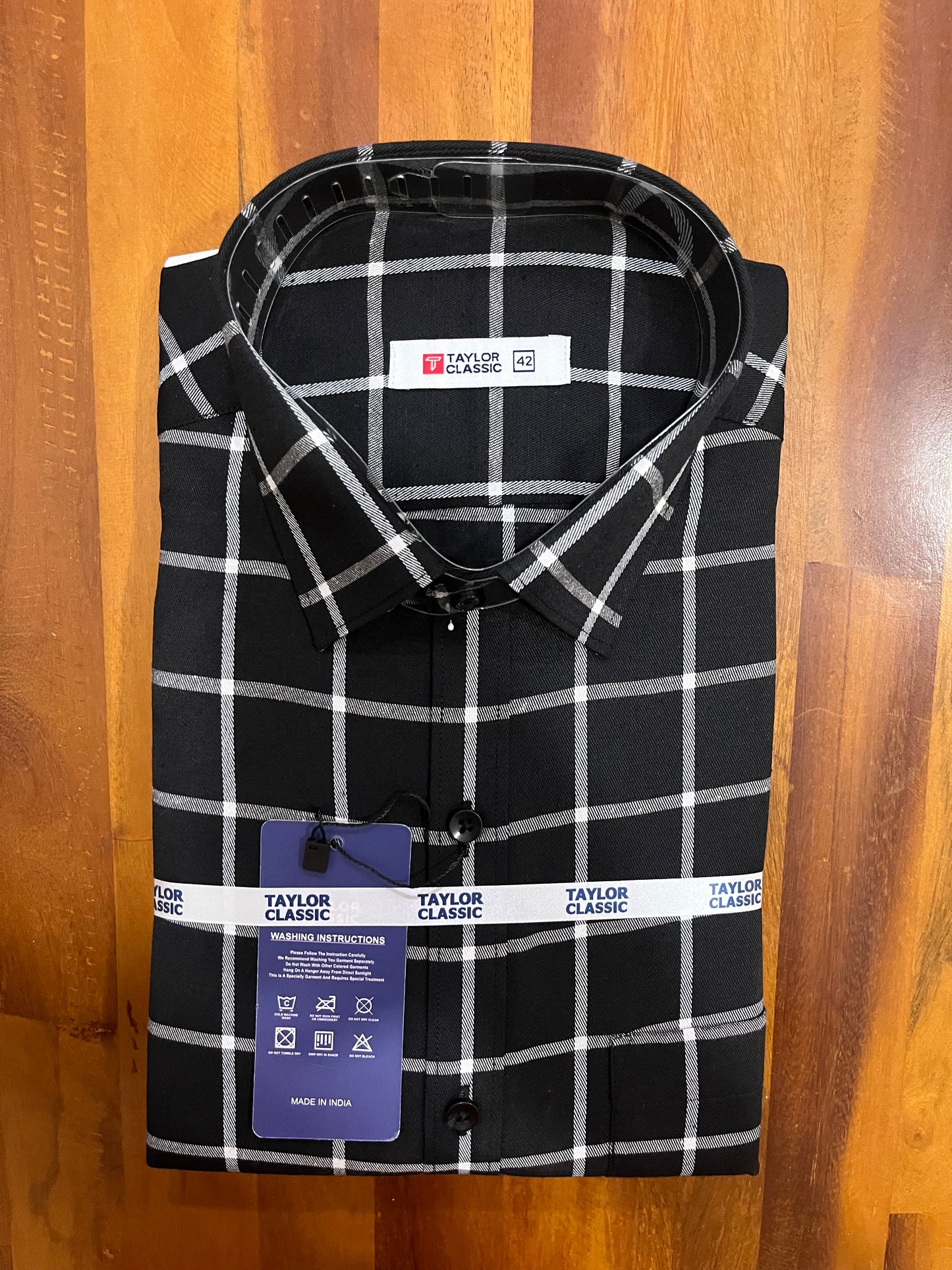 Pure Cotton Black Check Design Shirt (42 FS)