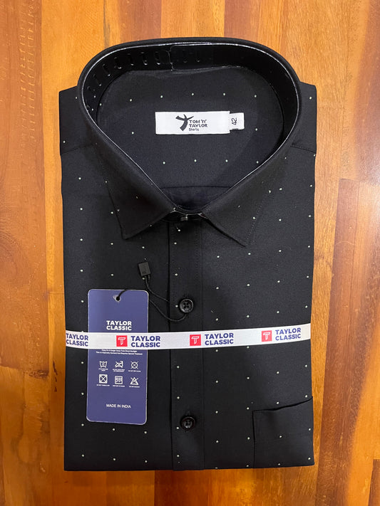 Pure Cotton Dotted Design Black Shirt (42 FS)