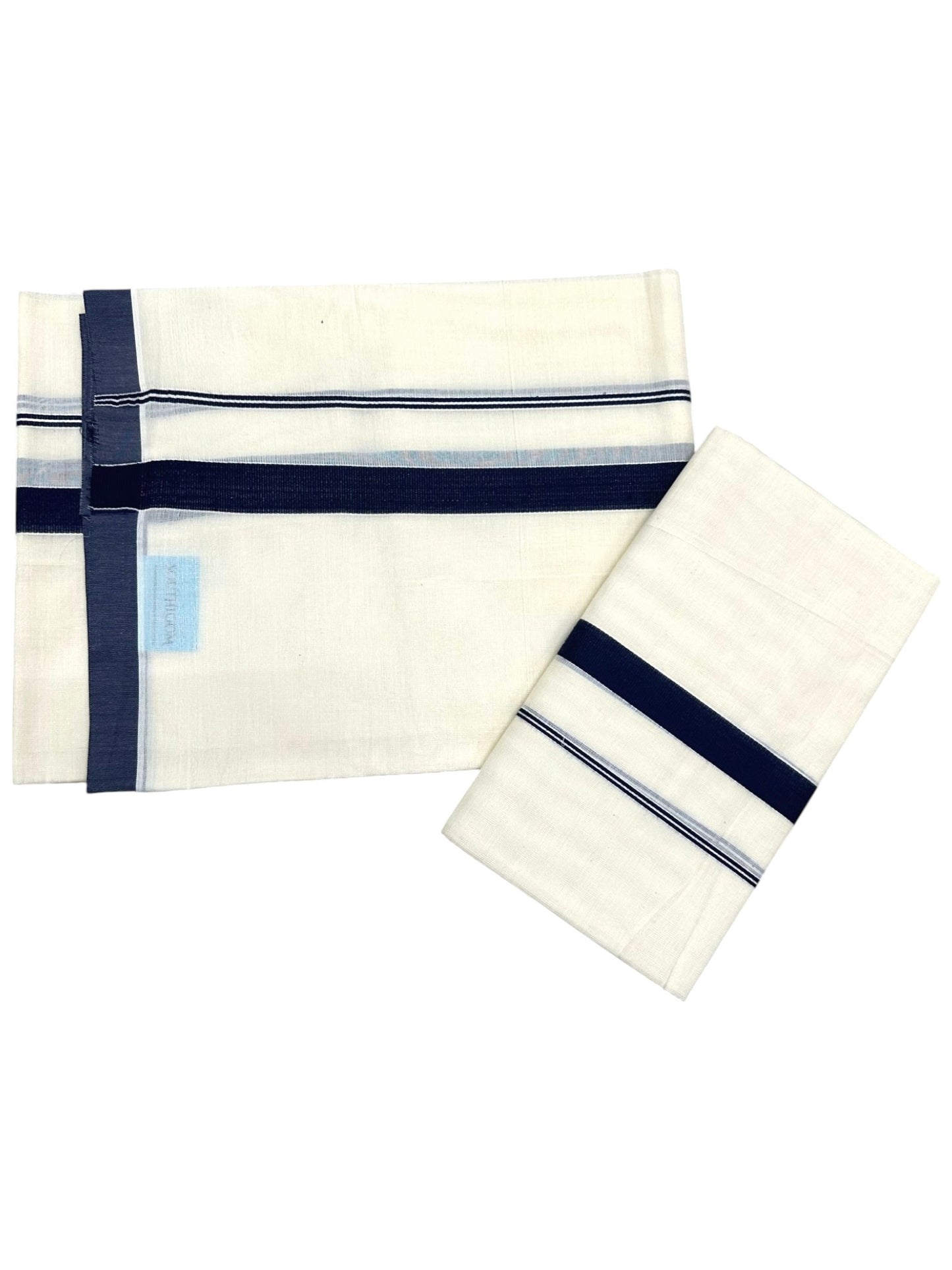 Kerala Cotton Navy Blue Kara Set Mundu 2.80 mtrs SL425