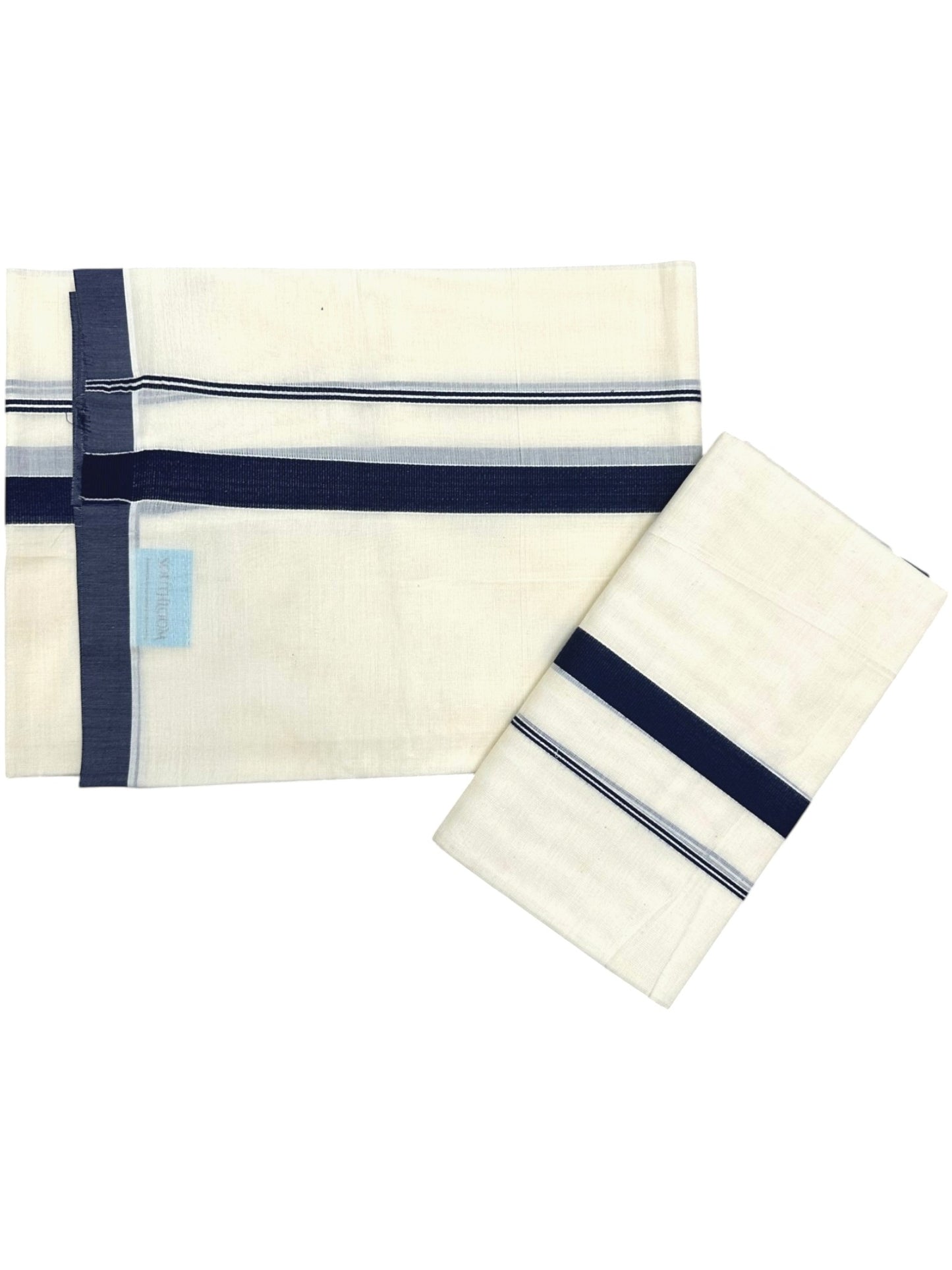 Kerala Cotton Navy Blue Kara Set Mundu 2.80 mtrs SL425