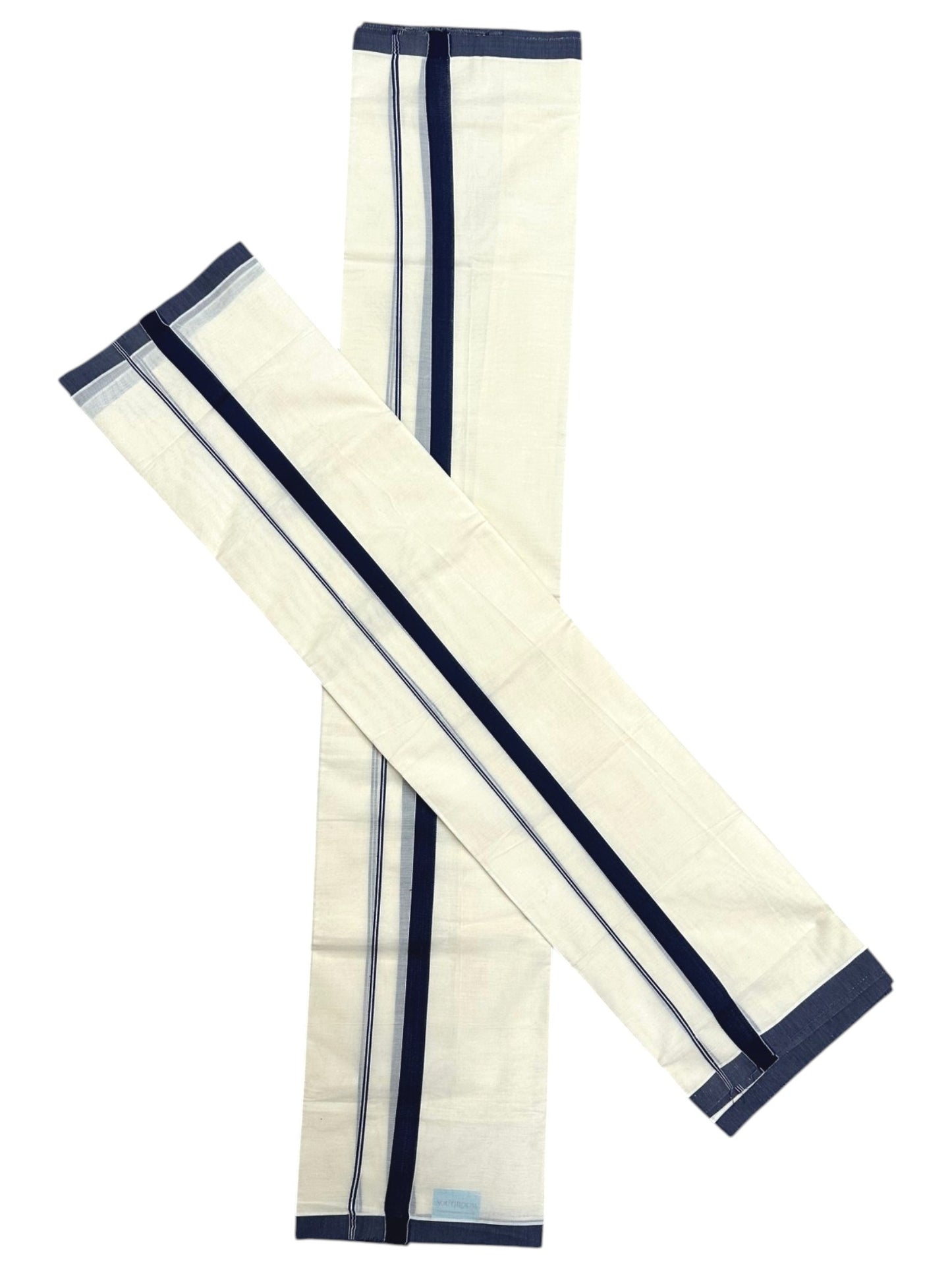 Kerala Cotton Navy Blue Kara Set Mundu 2.80 mtrs SL425