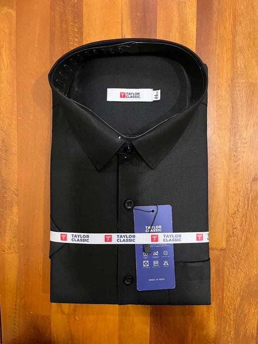 Pure Cotton Black Solid Shirt (44 HS)