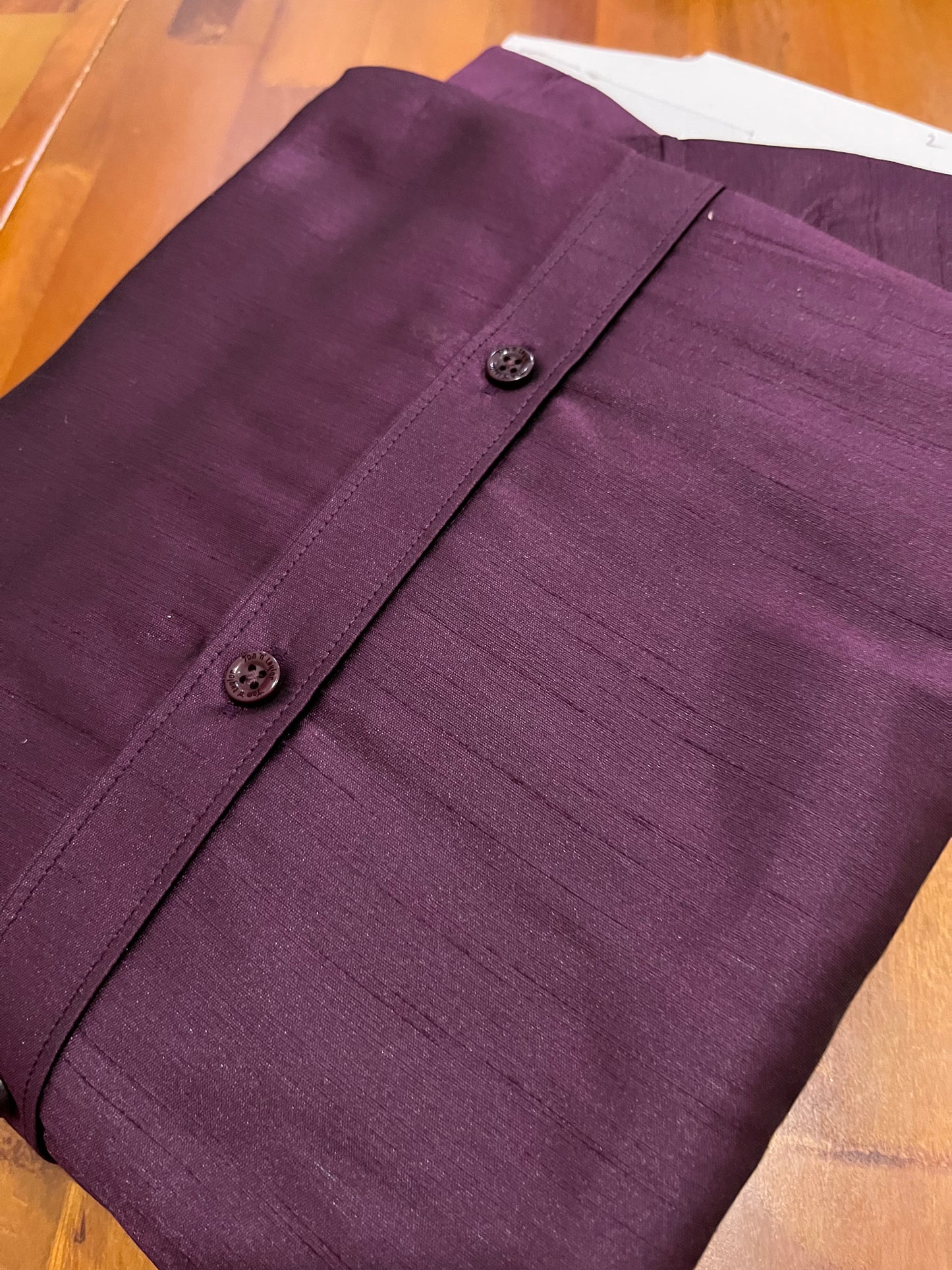 Pure Semi Silk Purple Solid Shirt (44 HS)