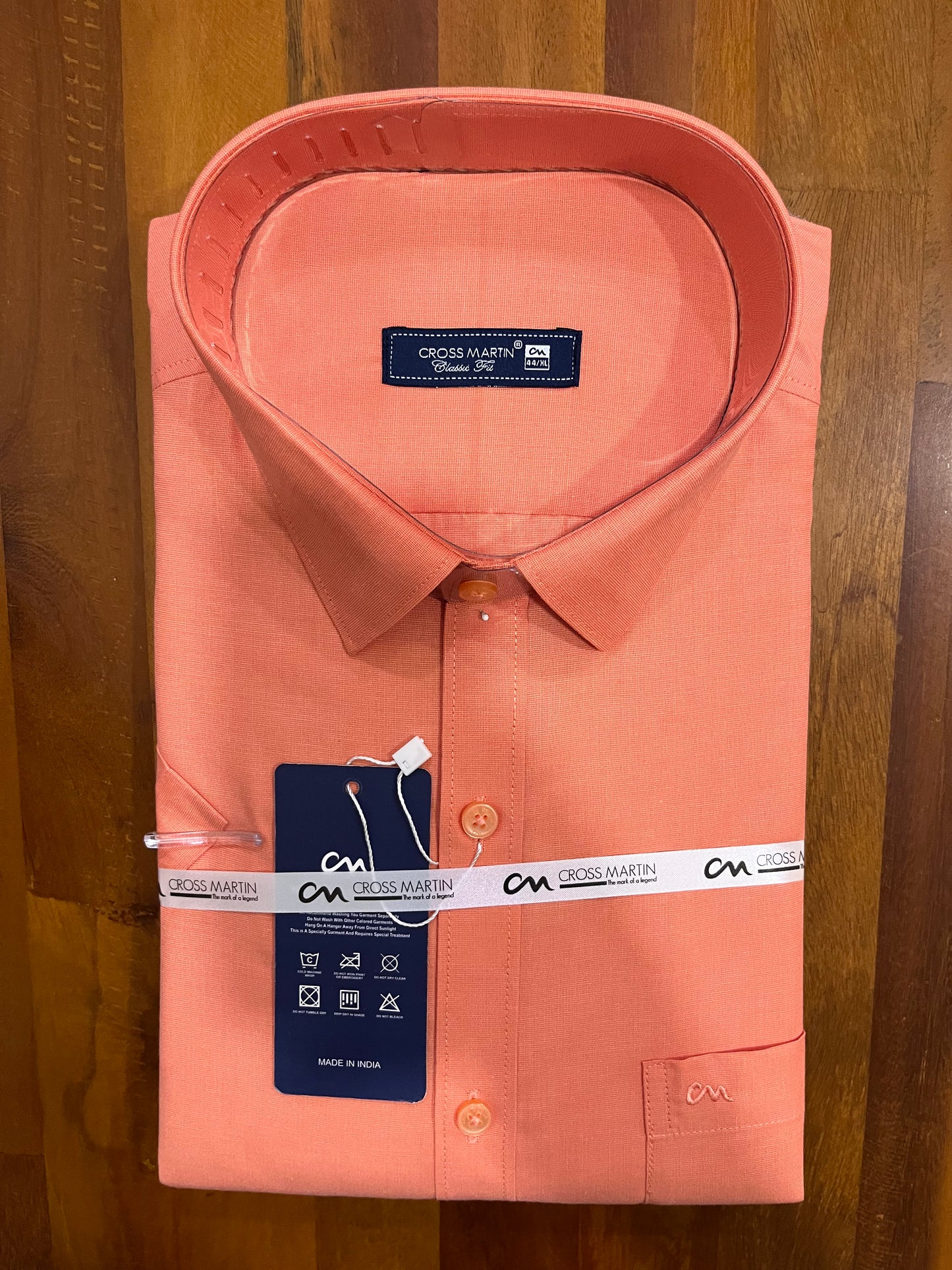 Pure Cotton Peach Solid Shirt (44 HS)